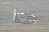 2ct Cushion Cut Blue Aquamarine Engagement Ring 14k White Gold Over Diamond Halo