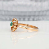 2ct Round Green Emerald Engagement Ring Sunshine Halo Floral 14k YellowGold Over