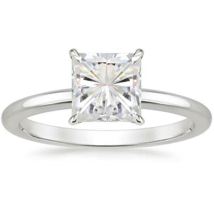 2ct Princess Cut Diamond Engagement Ring 14k White Gold Finish Classic Solitaire