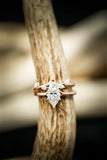 1.5ct Marquise Cut Diamond Engagement Ring 14k Rose Gold Finish Leaf Bridal Set