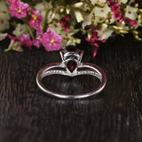 1ct Pear Cut Red Garnet Split Band Diamond Accents Ring 14k White Gold Finish