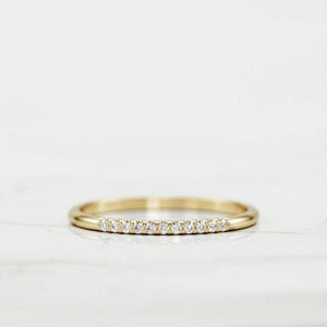 Thin Minimalist Wedding Band 0.4ct Round Cut VVS1 Diamond 14k Yellow Gold Finish