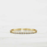 Thin Minimalist Wedding Band 0.4ct Round Cut VVS1 Diamond 14k Yellow Gold Finish