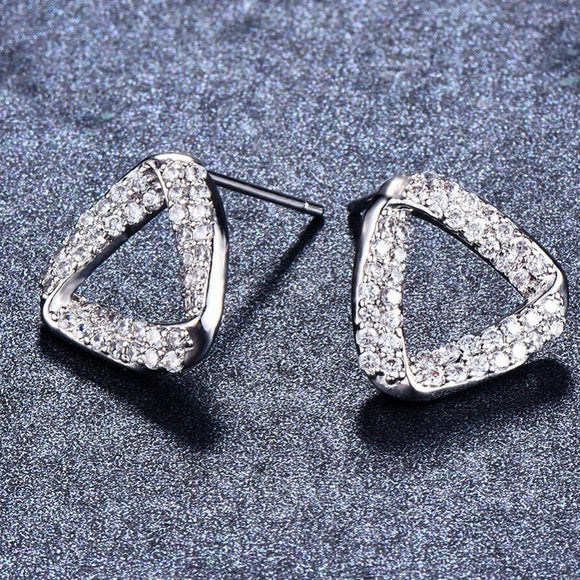 1.5ct Round Cut VVS1D Diamond Triangle Shape Stud Earrings 14k White Gold Finish