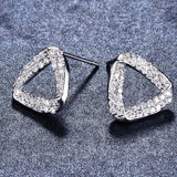 1.5ct Round Cut VVS1D Diamond Triangle Shape Stud Earrings 14k White Gold Finish