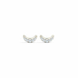 0.3ct Stud Earrings Round Cut Diamond Half Moon Crescent 14k Yellow Gold Finish