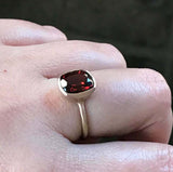 1.2ct Cushion Red Garnet Engagement Ring Bezel Set Solitaire 14k YellowGold Over