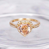 2ct Heart Cut Peach Morganite Diamond Halo Claw Prong Ring 14k YellowGold Finish