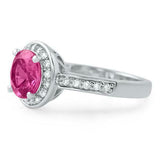 1.25ct Round Cut Pink Sapphire Engagement Ring Diamond Halo 14k WhiteGold Finish