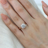 Halo Solitaire Engagement Ring 1.3ct Cushion Cut Diamond 14k Rose Gold Finish