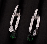 7Ct Pear Cut Green Emerald Diamond Cocktail Drop Earrings 14K White Gold Finish