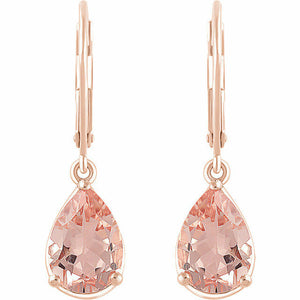 1ct Pear Cut Champagne Morganite Tear Drop Earring Women 14k Rose Gold Finish