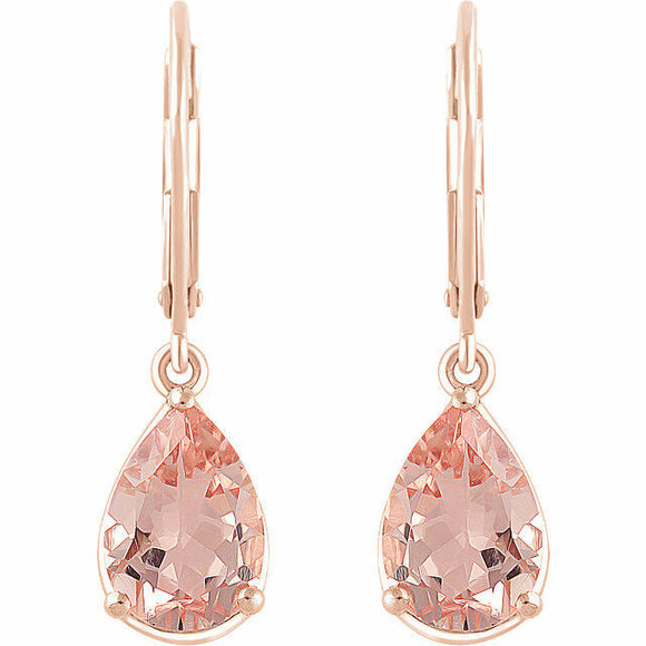 1ct Pear Cut Champagne Morganite Tear Drop Earring Women 14k Rose Gold Finish