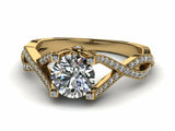 2ct Round Cut Diamond Milgrain Solitaire Engagement Ring 14k WhiYel Gold Finish