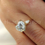 0.7ct Heart Simulated Diamond Three Stone Engagement Ring 14k Yellow Gold Plated