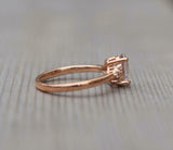 1.7ct Oval Cut Morganite Solitaire Ring 14k Rose Gold Finish with Round Accents