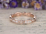 0.7ct Round Cut Diamond Unique Milgrain Full Eternity Band 14k Rose Gold Finish