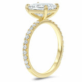 2.5ct Engagement Ring Emerald Diamond Solitaire with Accent 14k Yellow Gold Over