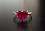 1.5ct Engagement Ring Heart Cut Pink Ruby Solitaire Women 14k White Gold Finish