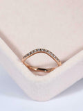 Curved Minimalist Wedding Ring Band 0.3ct Round Cut Diamond 14k Rose Gold Finish