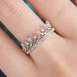 1.6ct Round Cut VVS1D Diamond Engagement Ring 14k White Gold Finish Crown Design