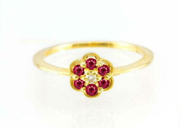 1.5ct Round Cut Pink Ruby Floral Minimalist Engagement Ring 14k Yellow Gold Over