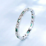 1ct Baguette Cut Green Emerald Stackable Eternity Women Band 14k White Gold Over