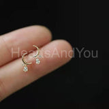 1ct Pear Simulated Diamond Moon Minimalist Drop Earrings 14k Yellow Gold Plated