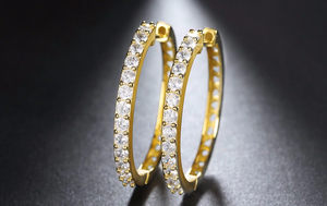 4ct Round Cut Diamond Round Shape Party Wear Hoop Earrings 14k YellowGold Finish