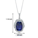 3Ct Long Cushion Blue Sapphire Vintage Pendant 14K White Gold Finish NO CHAIN