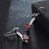 1.5Ct Round Red Garnet Heel Sandal Design Drop Earrings Girl 14K White Gold Over