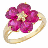 5ct Engagement Ring Heart Cut Pink Ruby Floral Women 14k Yellow Gold Finish