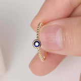 1ct Round Blue Sapphire Bezel Set Beaded Ball Solitaire Ring 14k YellowGold Over