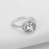 1.5ct Round Cut VVS1D Diamond Engagement Ring Double Halo 14k White Gold Finish