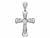 0.65ct Round Cut VVS1D Diamond Pendant Unique Cross Charm 14k White Gold Finish