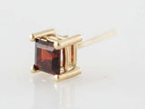 0.6ct Princess Cut Red Garnet Solitaire Stud Earrings 14k Yellow Gold Finish