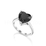 1ct Heart Simulated Black Diamond Solitaire Engagement Ring 14k WhiteGold Plated