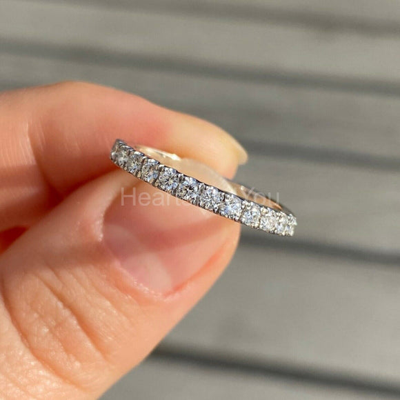 1ct Round Cut Moissanite Full Eternity Women Wedding Band 14k White Gold Plated