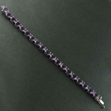 10ct Oval Cut Purple Amethyst Elegant Tennis Bracelet 14k White Gold Finish