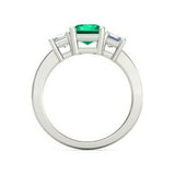 4Ct Green Emerald Diamond Three Stone Ring 14K White Gold Finish Princess Accent