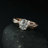 Infinity Twisted Rope Engagement Ring 1.5ct Oval Cut Diamond 14k RoseGold Finish