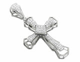 0.65ct Round Cut VVS1D Diamond Pendant Unique Cross Charm 14k White Gold Finish