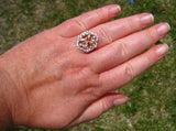 2ct Radiant Cut Morganite Floral Diamond Halo Engagement Ring 14k Rose Gold Over