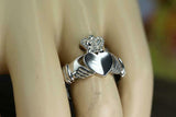 Claddagh Design Love Womens Irish Wedding Engagement Ring 14k White Gold Finish