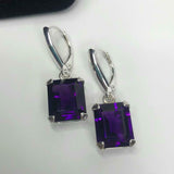 2.5ct Dangle Earrings Emerald Cut Purple Amethyst LeverBack 14k White Gold Over