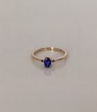 1ct Oval Cut Blue Sapphire Engagement Ring 14k Yellow Gold Finish Unique Trilogy