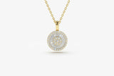 1.5ct Diamond Pendant with Chain Round Cut Disc Channel Set 14k Yellow Gold Over