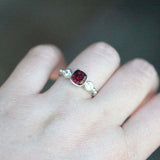 1.2ct Cushion Cut Pink Ruby Engagement Ring Trilogy Solitaire 14k WhiteGold Over