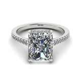 3.2ct Radiant Diamond Engagement Ring Round Accent Solitaire 14k White Gold Over