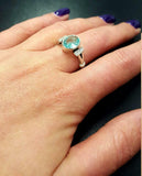 1.3ct Oval Cut Blue Aquamarine Vintage Diamond Solitaire Ring 14K WhiteGold Over